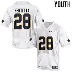 Notre Dame Fighting Irish Youth Nicco Fertitta #28 White Under Armour Authentic Stitched College NCAA Football Jersey AMT7899VR